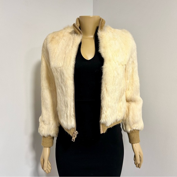 Vintage Cream Fur Mob Wife Coat Jacket XS - Picture 5 of 7